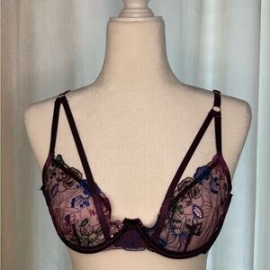 Agent Provocateur Purple Lace Bra with Scalloped Edges